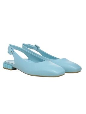 Vionic Delphine leather bubble heel Light Blue Slingback adjustable flats size 8